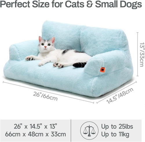 MEWOOFUN Plush Cat Bed For Indoor Cats - Washable 26x19x13 Inch Pet