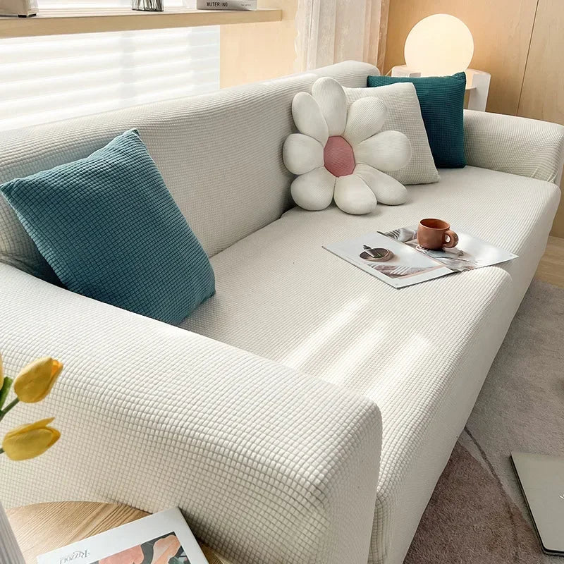 Waterproof Jacquard Sofa Covers 1/2/3/4 Seats Solid Couch Cover L Shaped Sofa Cover Protector Bench Covers