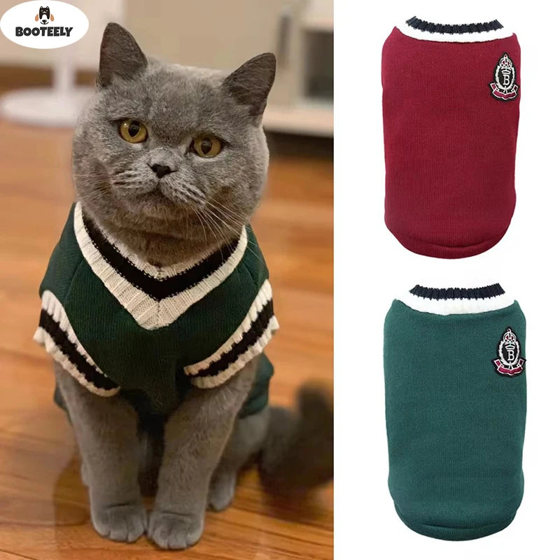 Pet Cat Solid Costume Autumn Winter Christmas Sweater For Small Dogs Kitten Pullover Puppy Vest Clothes Kitty Jacket Outfits