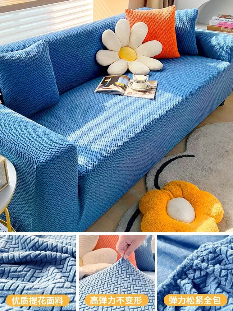 Waterproof Jacquard Sofa Covers 1/2/3/4 Seats Solid Couch Cover L Shaped Sofa Cover Protector Bench Covers