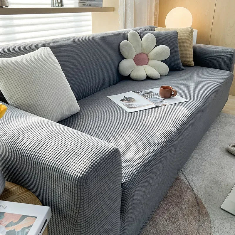 Waterproof Jacquard Sofa Covers 1/2/3/4 Seats Solid Couch Cover L Shaped Sofa Cover Protector Bench Covers